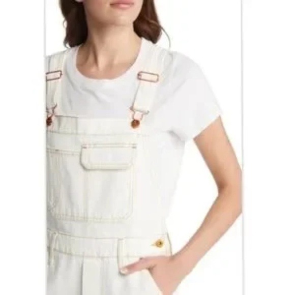 NWT SLVRLAKE + Net Sustain Organic Denim Overalls In Natural White - Picture 2 of 11